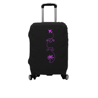 Imagem de Capa para Malas de Viagem em Tecido Listrado, Capa Protetora de Bagagem Elástica para Mala Tecido Lavável e Esticável Espessa Protege contra Arranhões Fácil Colocar Tirar(04-Rosa,M (12 a 15 KG))