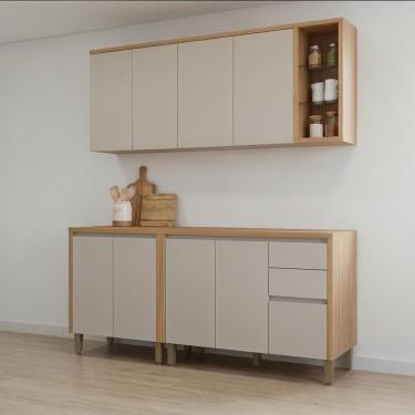 Imagem de Kit Cozinha 200cm Completo Nicho Gavetas Super Espaçoso