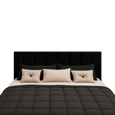 Imagem de Cabeceira Estofada 40x30 Autocolante Modular Cama Solteiro, Casal, Queen e King (PRETO 40X30,6)