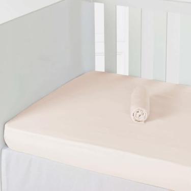 Imagem de Lençol com Elástico para Berço Laço Bebê Marshmallow (Bege)