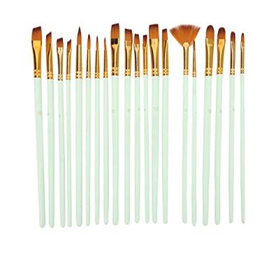 Imagem de SIWOTED Conjuntos de pincéis de pintura multimodal de nylon, 5 tipos diferentes de pincéis a óleo para pintura em aquarela a óleo, presente de guaching (Verde mate)