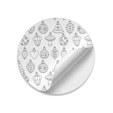 Imagem de Kit 25 Unidades Autocolantes Adesivos Redondos Natalinos com Estampa de Árvores e Brinquedos - Tamanho 50x50cm