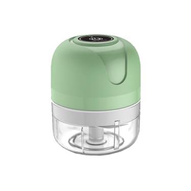 Imagem de Mini Processador de Alimentos Elétrico Portátil, Verde, 250ml, 3 Lâminas de Aço Inoxidável, Carregamento USB, À Prova D'água, 12x8.6cm