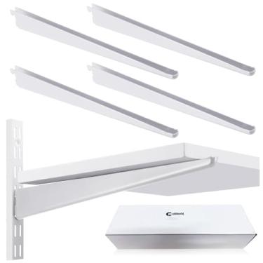 Imagem de CroBlissful 4 suportes de prateleira brancos ajustáveis de 29 cm para sistema de trilho duplo, organização de armário, suportes de prateleira de arame resistente