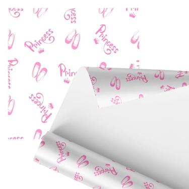 Imagem de Papel de parede Princess, Branco com Estampas Rosa de Coroas e Sapatinhos, 2,80 Papel Decorativo para Embrulho