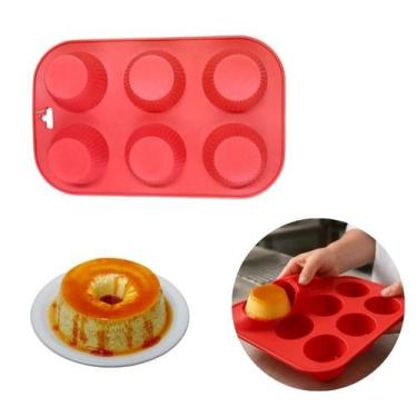 Imagem de Kit 06 Formas Redonda Silicone para Pudim Flan e Sobremesas - THIKA