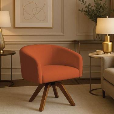 Imagem de Poltrona Sala Base Giratória Madeira Arielle Bouclê Terracota D03 - D'