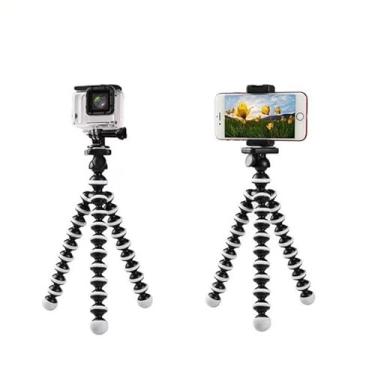 Imagem de Mini tripé portátil, altura ajustável, feito de material de aço inoxidável, adequado para smartphones, projetores de mesa, transmissão ao vivo e fotografia