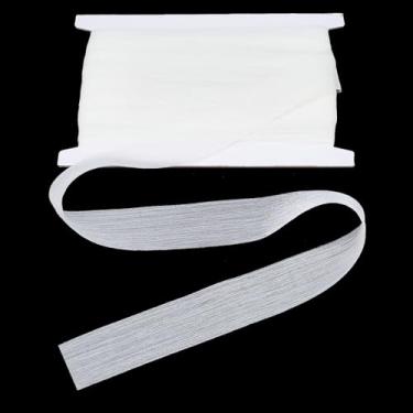 Imagem de letsinstyle Fita de chiffon enrugada branca de 25 metros, fita de cetim de tecido de tule feita à mão de 4 cm, acabamento de seda enrugado para artesanato, buquês, casamento, decoração de casa