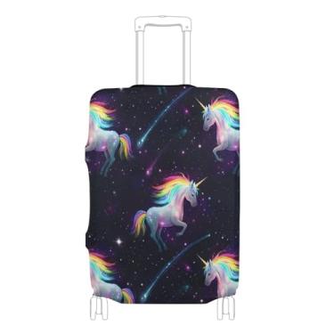 Imagem de Joisal Capa protetora de mala personalizada brilhante arco-íris unicórnio estrelas elástico engraçado acessórios de viagem para mulheres, P, serve para capa de 45-50 cm, Estrelas brilhantes de