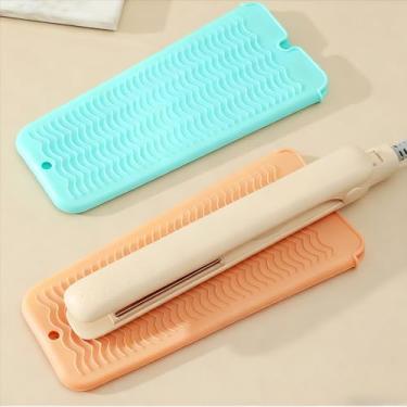 Imagem de Bolsa de silicone resistente com orifício para pendurar para chapinha, modelador de cachos, ferramentas de cabelo quente, 1 pacote (laranja)