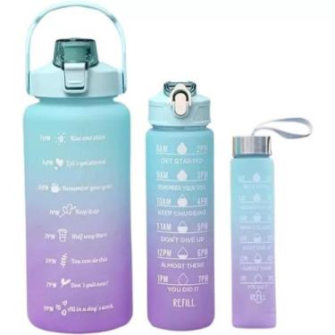 Imagem de Garrafas Squeeze Kit 2 Litros + 900ML + 300ML Motivacional Academia Ad