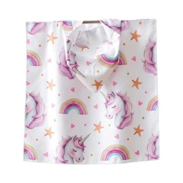 Imagem de Roupão De Banho Infantil Com Capuz, Toalha Dupla Face De Pelúcia, Espe