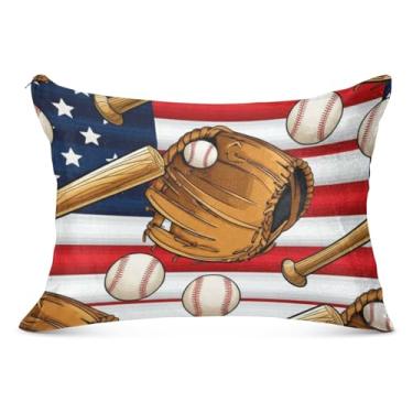 Imagem de Luvas de beisebol vintage fronha decorativa com zíper padrão queen king size fronha fofa macia para cama, tamanho Queen, 50,8 cm x 76,2 cm