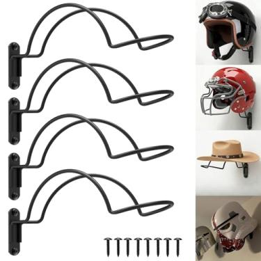 Imagem de KOPKIO 4 peças de suporte de suporte de parede para exibição de capacete, suporte de capacete de motocicleta para equitação/beisebol/homem de ferro/soldado de escoteiro/capacete de hóquei (sem