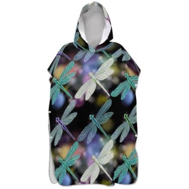 Imagem de Joisal Roupão colorido para troca de libélula para adultos, poncho de surfe, leve, masculino, feminino, com capuz, toalha de banho com capuz de praia