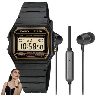 Imagem de Kit Relógio Casio Digital Vintage Feminino Masculino Quadrado Alarme C