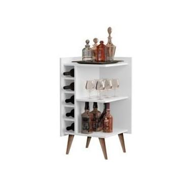 Imagem de Aparador Canto Sala De Estar com Adega Bar Retrô Prateleira Organizadora para Hall De Entrada, Ideal para Famílias e Amantes de Decoração(Branco)