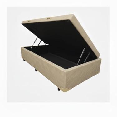Imagem de Cama Box Baú Solteirão Blindado Diversas Cores (96x203x42) (Corino Bege)