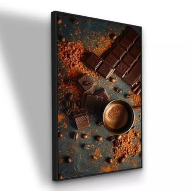 Imagem de Quadro Canvas Café Com Chocolate 90x60 Cm Com Moldura Preta