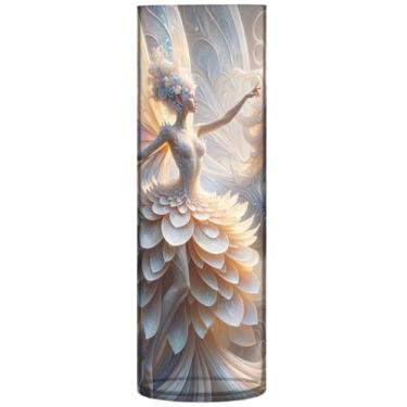 Imagem de Vaso de mesa central cilíndrica fantástica flor fada unicórnio grande vaso de plástico bonito impressão personalizada decoração de casa sala de estar, 30 cm x 9,9 cm