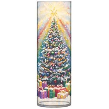 Imagem de Vaso cilíndrico colorido para árvore de Natal, vaso de flores, personalizado, grande, fofo, exclusivo, decoração estética, 30 cm x 9,9 cm
