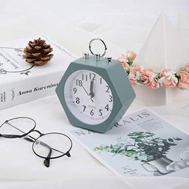 Imagem de GLOGLOW Relógio Despertador Silencioso e Suave, Relógio Digital de Metal, Design Divertido de Desenho Animado para Crianças, Preto e Verde, 5,1 X 5,1 X 2,3 Polegadas, Portátil para Mesa de Cabeceira