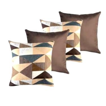 Imagem de Kit c Almofadas Cheias Decorativas pSala(GEOMÉTRICO TABACOcTABACO)