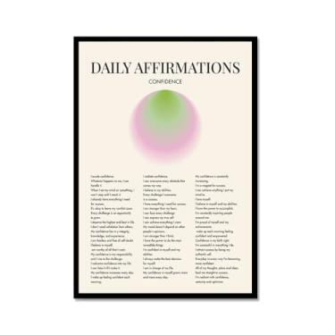 Imagem de Impressão de pôster de arte de parede com citações diárias de afirmação positiva gradiente aura pintura estética impressões sala de estar decoração de casa (SKU6,40.6x61.0 cm = (40x60cm), moldura de
