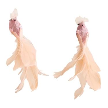 Imagem de Sclmgo Conjunto de 2 Pássaros Artificiais, Enfeites de Natal com Clipe para árvore de Natal, Rosa, Tamanho real