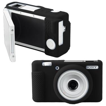 Imagem de Leayjeen Capa protetora de silicone compatível com câmera Sony Black Card ZV1-F, ZV1M2 ZV1F capa protetora de silicone macia, com capa de lente removível para fotografia (preto)