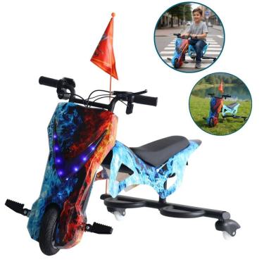 Imagem de Drift Moto Triciclo Elétrico 250W Ajuste Velocidade Chave Buzina Led Freio Azul Importway Bw387 Az
