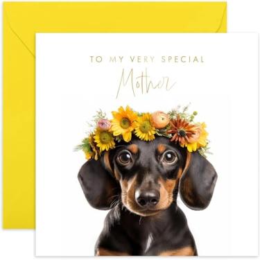 Imagem de Old English Co. Daschund Dog Cartão de mãe muito especial - Cartão de aniversário fofo floral Daschund para ela - Cartões fofos do Dia das Mães para mãe ou mãe do filho ou filha | Em branco dentro com