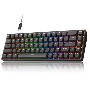 Imagem de Teclado mecânico para jogos TMKB HE 60%, interruptores magnéticos de efeito Hall, acionamento ajustável de gatilho rápido, taxa de sondagem de 8000 Hz, luz de fundo RGB, 68 teclas, com fio, preto