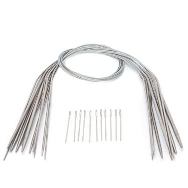 Imagem de Agulhas de tricô circulares Agulhas de fio redondo liso de aço inoxidável para projetos de costura de crochê de tricô Conjunto completo de 11 tamanhos perfeitos para iniciantes e (120 cm/47,2 pol.)