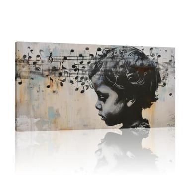 Imagem de Graffiti Boy Artwork, Graffiti Canvas Print Wall Art, Conjunto de 1 Arts Banksy Canvas, Banksy Child Poster, Graffiti Print - (25x50cm)25.4x50.8 cm sem moldura