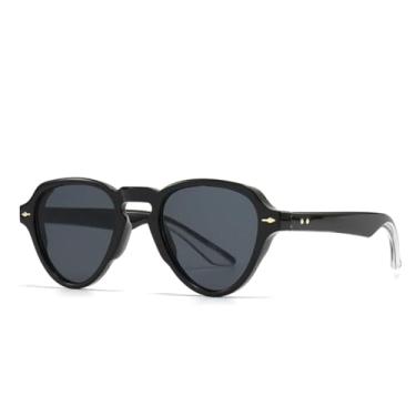 Imagem de JRLLFD Óculos de sol retrô literários estilo charmoso redondo para fotografia de rua (cinza esfumaçado)