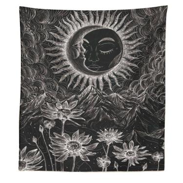 Imagem de Tapeçaria em preto e branco, abstrato, sol, 150x100cm, microtecido