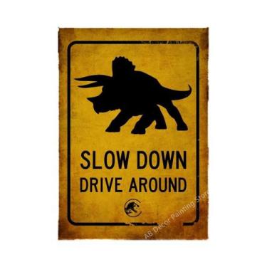 Imagem de Placa De Advertência Vintage De Dinossauro, Pôster Retrô, Arte Estétic