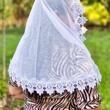 Imagem de Véu Ccb Congregação Cristã Renda Guipir Floral Média Adulto (modelo Ca