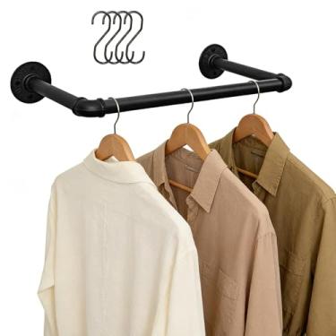 Imagem de Aduanbang Suporte industrial de parede para roupas, barra de ferro preto resistente de 54 cm, haste removível para armazenamento de armário (1)
