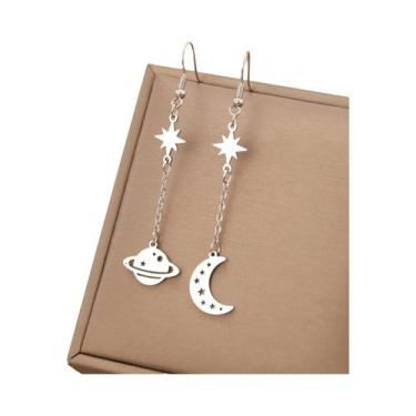 Imagem de Brincos De Corrente Com Pingente De Nuvem, Planeta, Estrela E Lua Em A