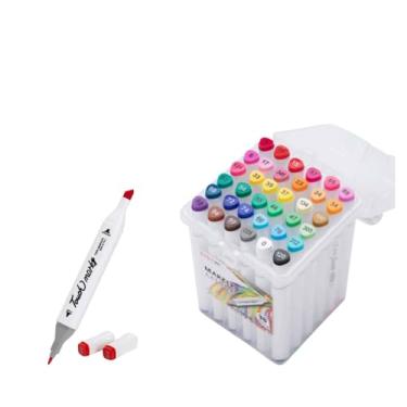 Imagem de Um conjunto de marcadores de ponta dupla, cada conjunto contendo 24/36/48/60 marcadores, com tampas. (36 cores)