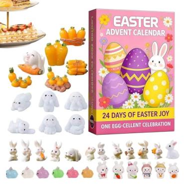 Imagem de Calendário De Contagem Regressiva Para A Páscoa Do Coelho | Lembrança Colecionável De 24 Dias - Calendário Decorativo Temático De Coelhos Para A Contagem | Para Família Adultos Crianças Sala De Jantar