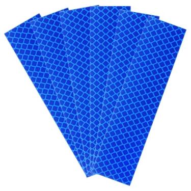 Imagem de 6 adesivos refletivos 3 cm x 12 cm fita adesiva reflexiva de grau diamante de alta visibilidade à prova d'água para bicicleta, carro, motocicleta, trailer, capacete, caixa de correio, azul