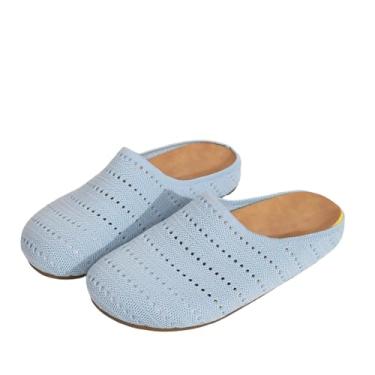 Imagem de Tênis feminino sem cadarço de tecido de malha sem cadarço, bico redondo, vazado, casual, confortável, para mulheres, 2026, versátil, sem cadarço, Azul royal, 34