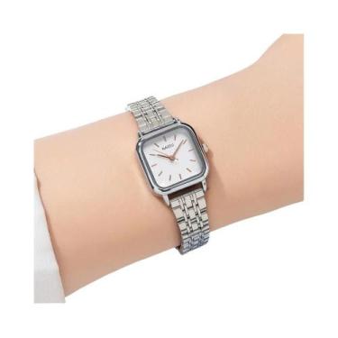 Imagem de moda pequena mostrador quadrado feminino senhora relógio de aço quartz