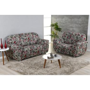 Imagem de Capa De Sofá Coladinha 3 E 2 Lugares Malha Gel Estampada - Bell Enxova