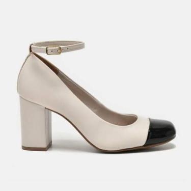 Imagem de Sapato Feminino Salto Médio Grosso Via Marte Branco, Preto, Bege, Bege