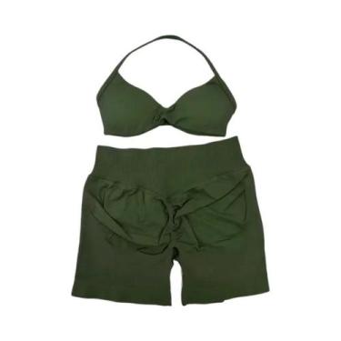 Imagem de Conjunto De Top E Shorts Sem Costura De Cintura Alta Para Academia, Ro